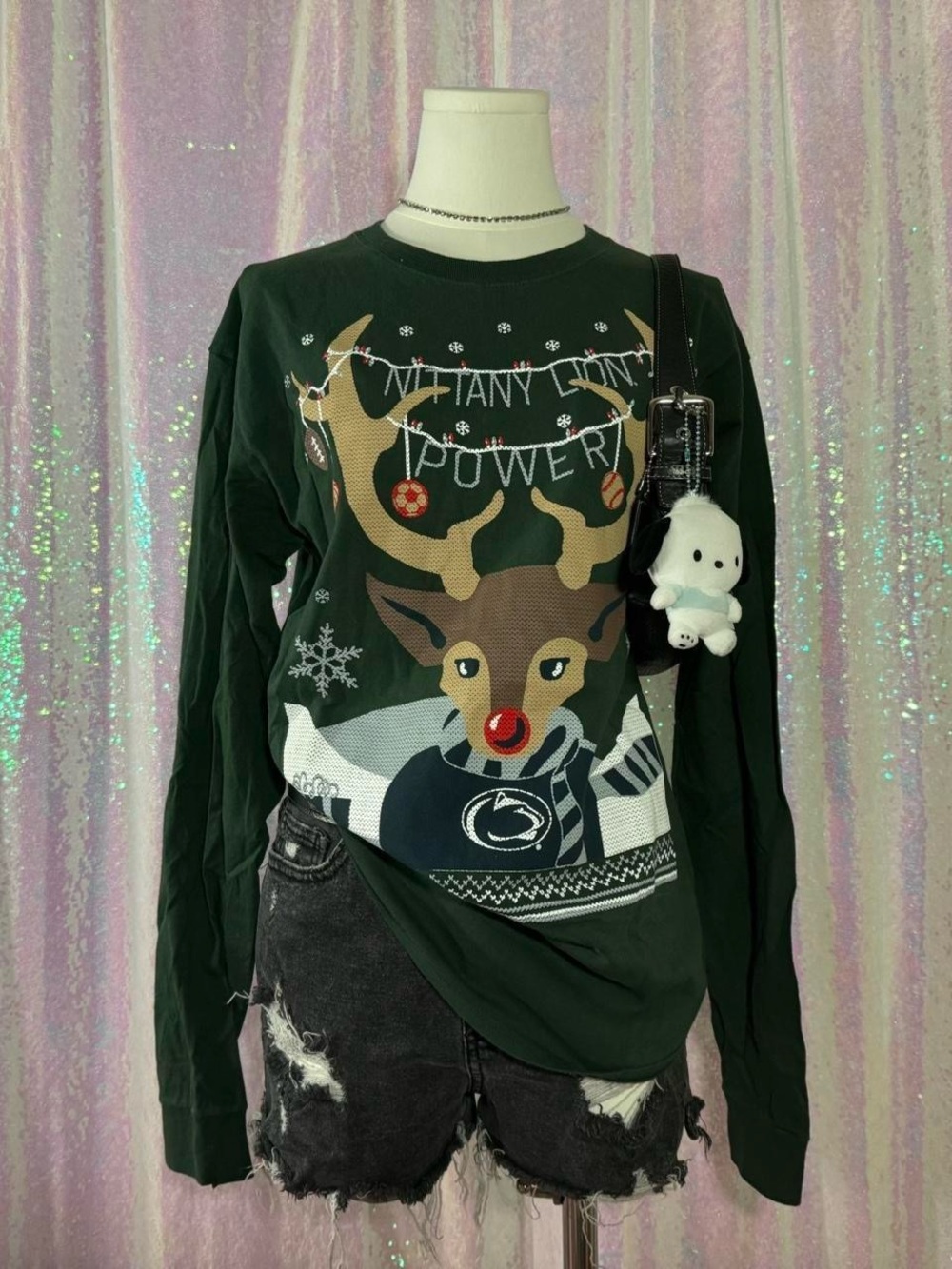 Penn State Dark Green Christmas Long Sleeve Graphic Tee ★彡